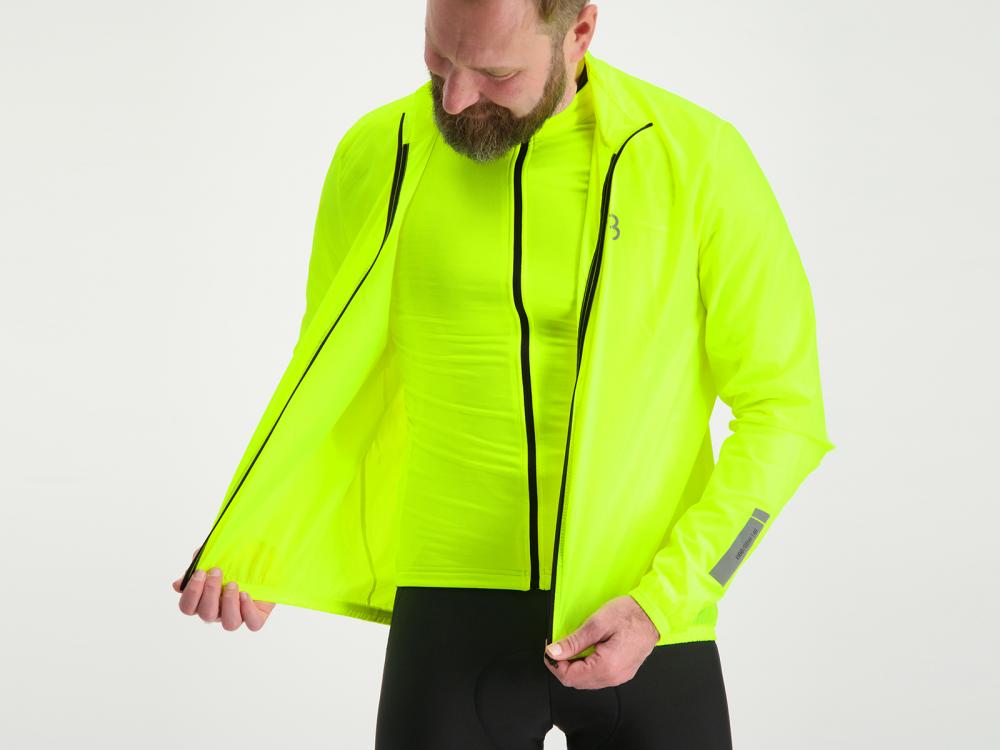 BBB Cycling BaseShield BBW-148 Fahrradjacke neon gelb Größe XL - ultraleichte, winddichte und wasserabweisende Jacke mit durchgehendem YKK-Reißverschluss