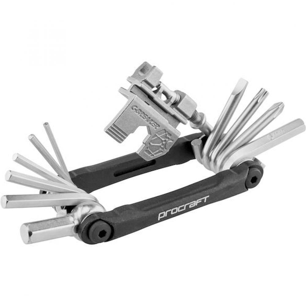 Procraft Werkzeug Multi Essential 20 Funktionen Schwarz - kompaktes Multitool fürs Bike