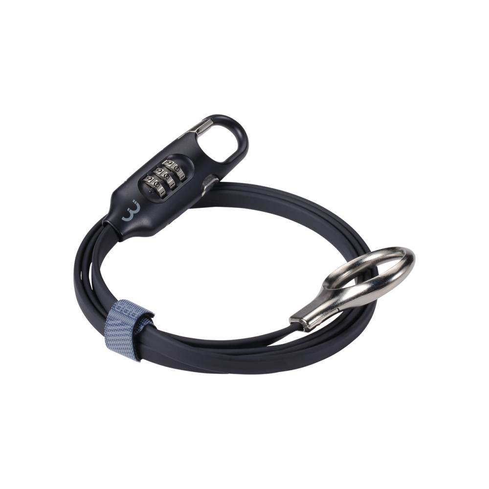 BBB LoopSafe BBL-55 Zahlenschloss, Spiralkabel 1200&#8239;mm, Stahl doppelt verdrahtet, 3-stellige Kombi, kompakt, mit Klettband, ideal für unterwegs