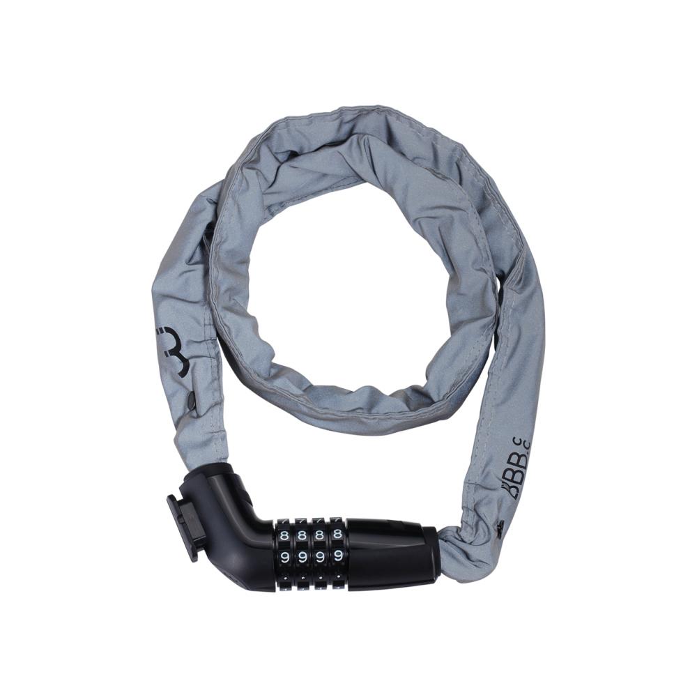 BBB Schloss CodeLink Reflectives Kettenschloss schwarz/grau 5mm x 1000mm