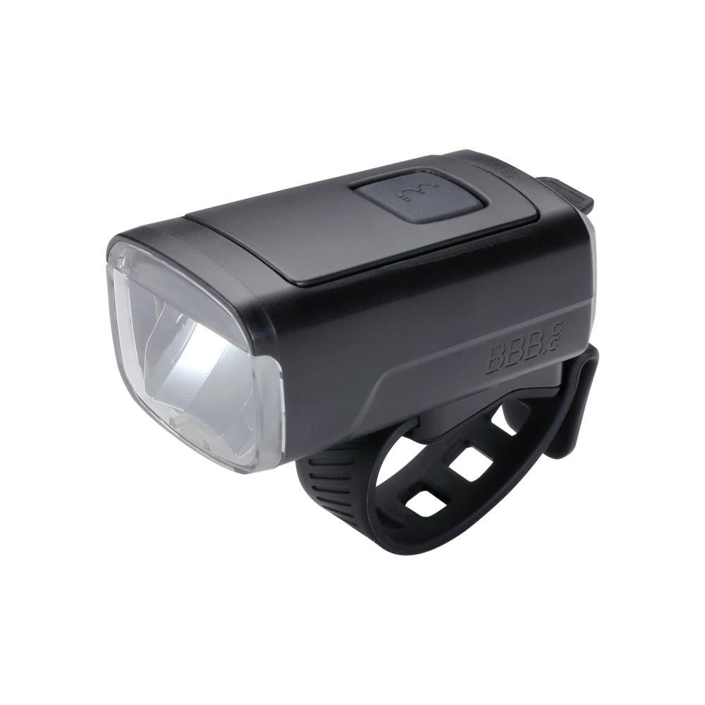 BBB BLS-230 Stud50 Frontlicht schwarz - leistungsstarkes USB-Frontlicht mit 50 Lux, seitlicher Sichtbarkeit, Memory-Modus, Batterieanzeige & inkl. USB-Ladekabel
