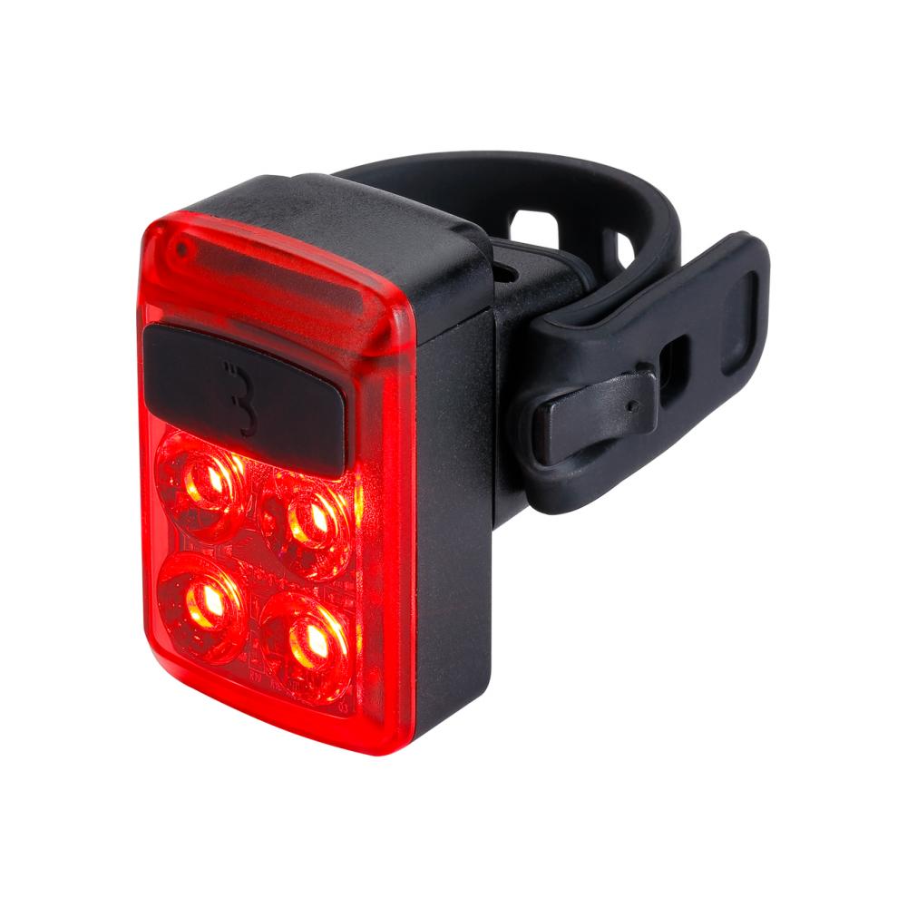 BBB BLS-236 Mini Light Rear Slide schwarz - kompaktes USB-Rücklicht mit wasserdichtem Schiebesystem, flexibler Gurt- & Cliphalterung, 4-LED-Batterieanzeige
