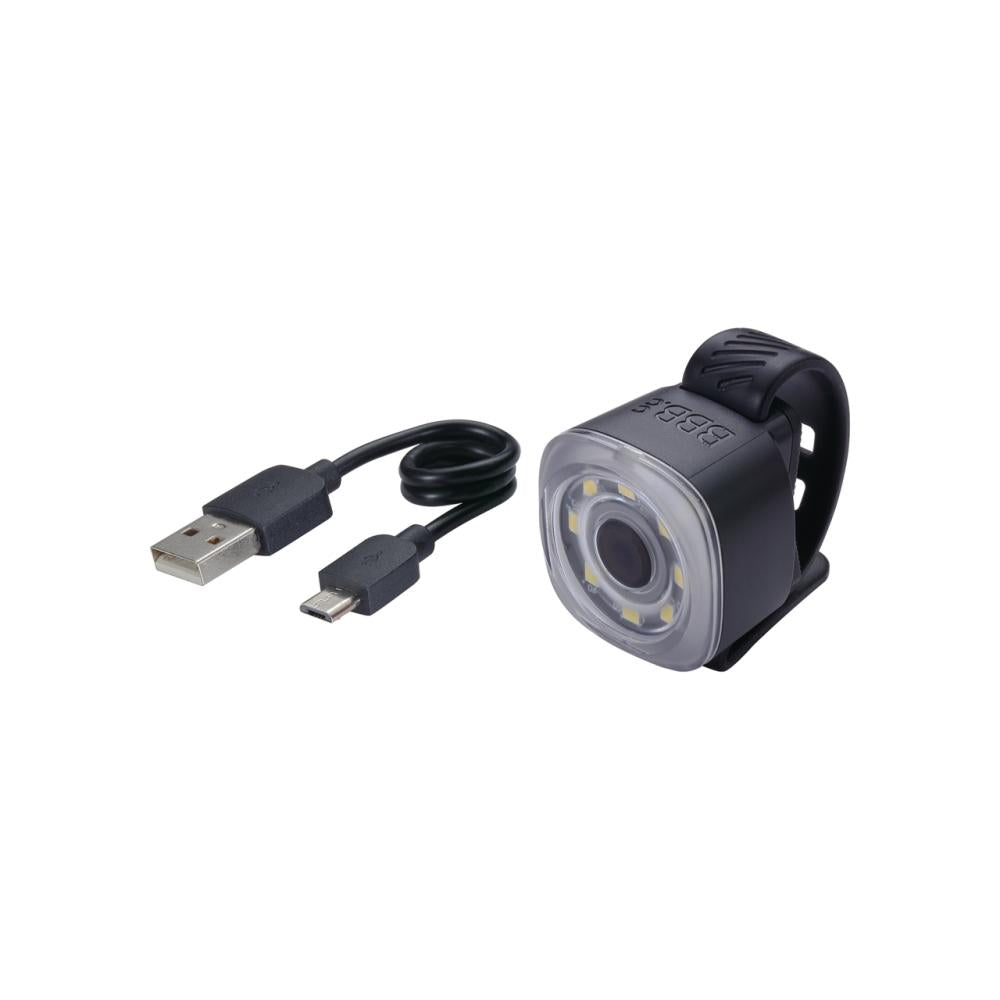 BBB Spirit Front Mini LED Fahrradlampe BLS-225, 30 Lumen, 9 Modi, USB wiederaufladbar, wasserdicht, schwarz, einfache Montage, ideal für Stadt und Freizeit