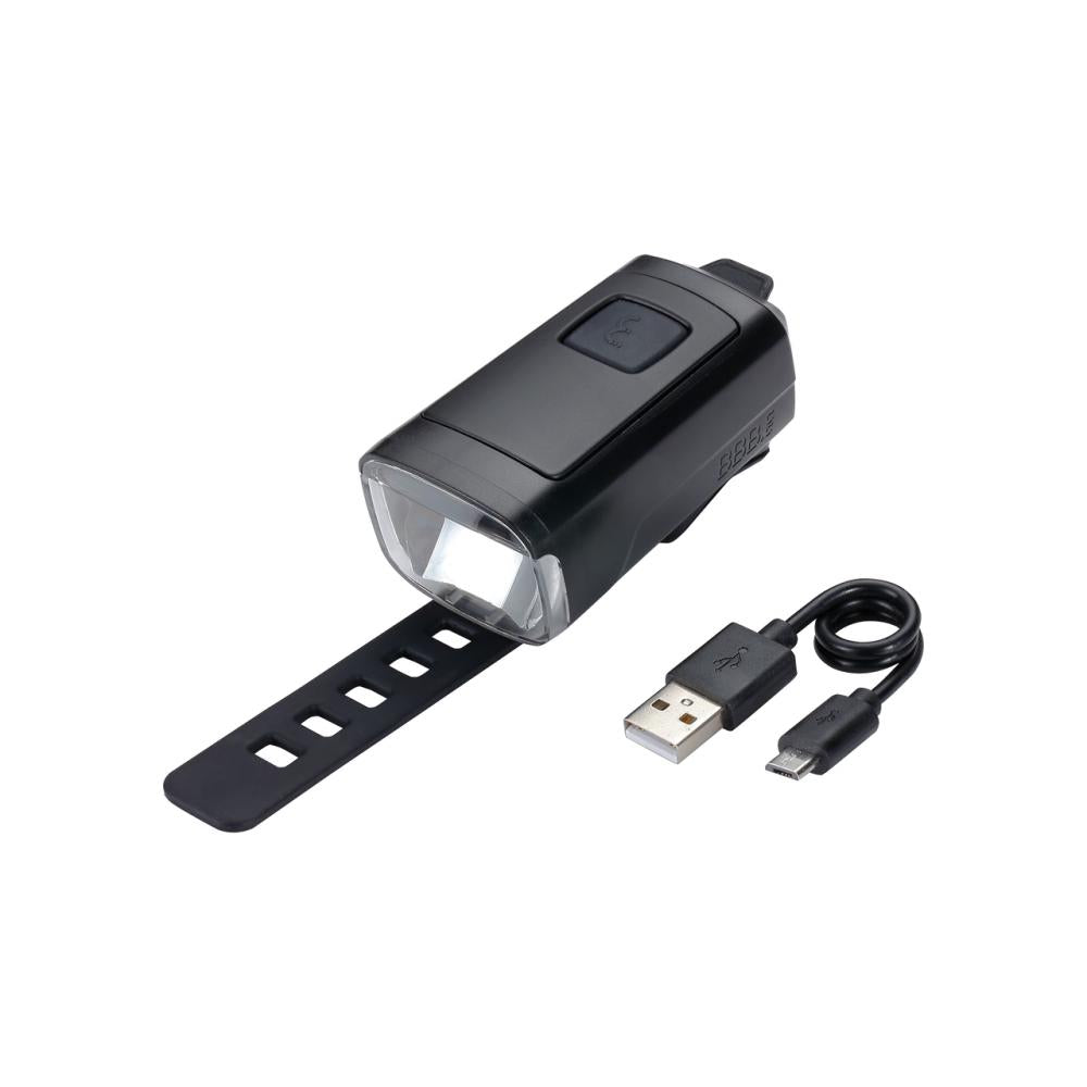 BBB BLS-230 Stud50 Frontlicht schwarz - leistungsstarkes USB-Frontlicht mit 50 Lux, seitlicher Sichtbarkeit, Memory-Modus, Batterieanzeige & inkl. USB-Ladekabel