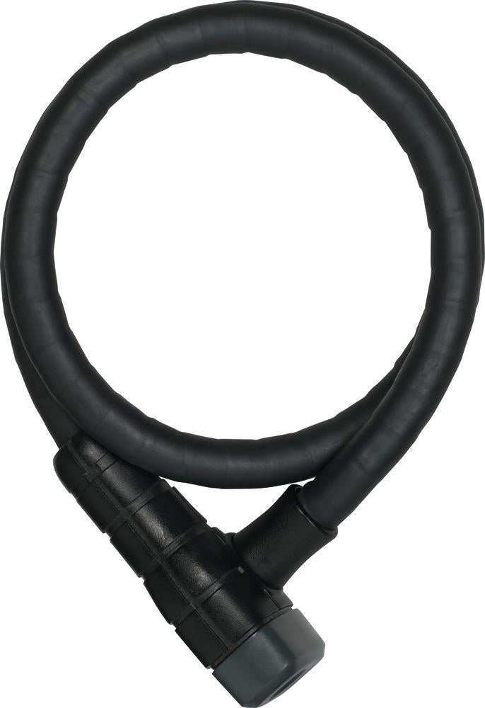 ABUS Spiralkabelschloss Steel-O-Flex Microflex 6615K, 85&#8239;cm Länge, 15&#8239;mm Ø, Sicherheitslevel 5, schwarz, mit Schlüssel, flexibler Stahlkabelschutz