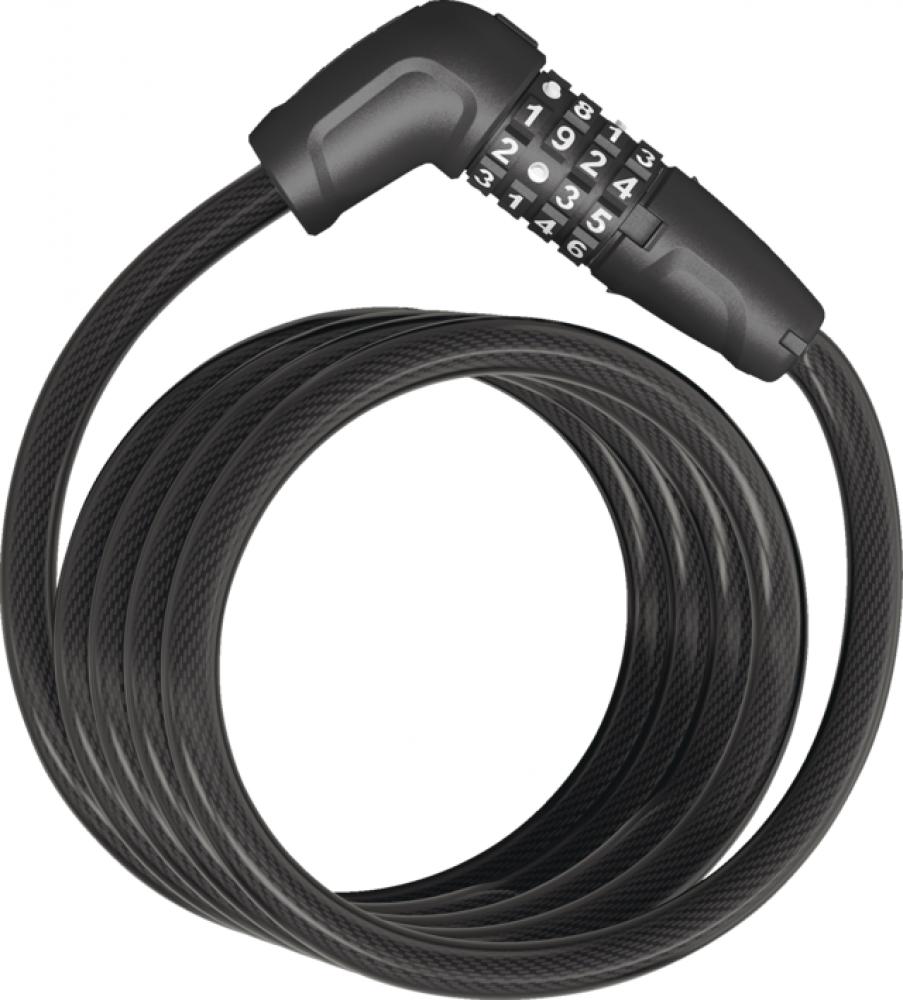 ABUS Numero 5510C/180 Spiralkabel-Zahlenschloss, 10&#8239;mm Ø, 180&#8239;cm, Dunkel-Tast-Funktion, Sicherheitslevel 3, schwarz