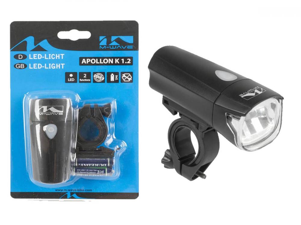M-WAVE Batterie-Scheinwerfer APOLLON K 1.2 schwarz 30 lx 4x AAA-Batterien