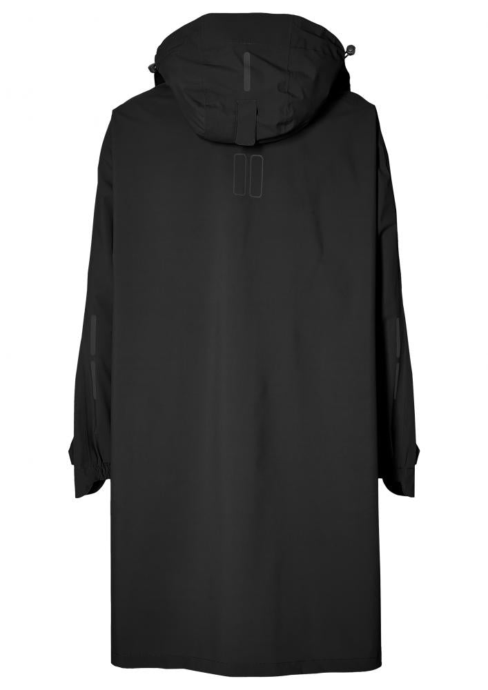 Basil Mosse Regenponcho Unisex jet black Gr. M/L - wasserdicht 5.000 WP, atmungsaktiv 5.000 MVP, Kapuze, Taschen, reflektierend