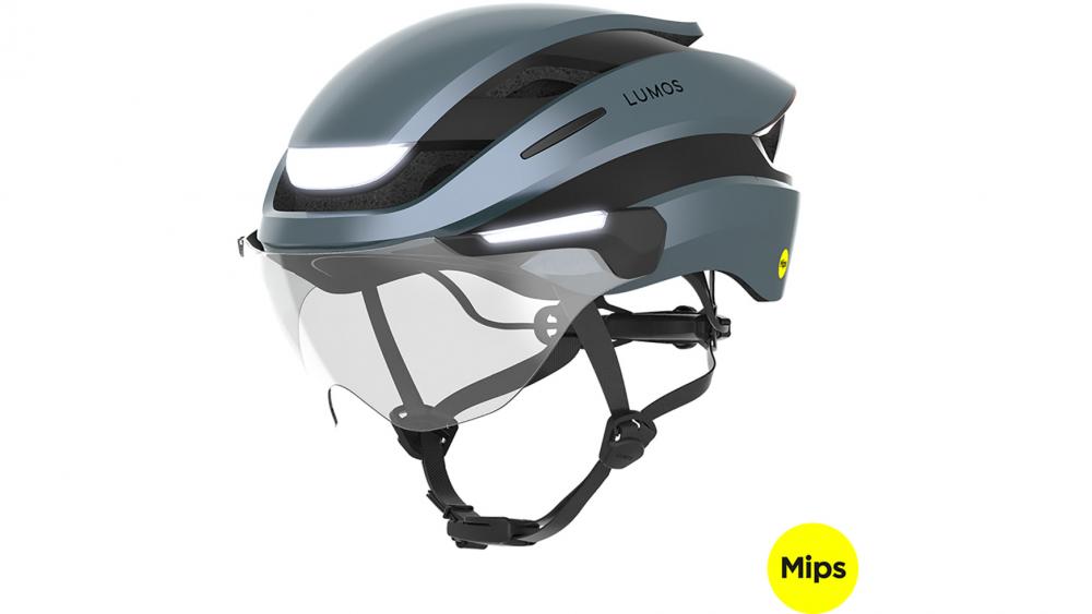 Lumos Ultra E-Bike MIPS Helm Space Blue M/L, Integrierte COB-LEDs, Blinker, Bremslicht, MIPS, Visier