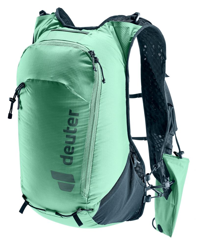Deuter Ascender 13 Trailrunning Rucksack 13 Liter spearmint - leichter Laufrucksack mit Lite-Tragesystem, Stockhalterung, Signalpfeife, recyceltes Material