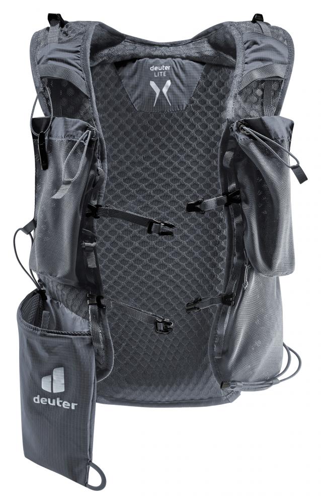 Deuter Ascender 13 Trailrunning Rucksack 13 Liter black - leichter Laufrucksack mit Lite-Tragesystem, Stockhalterung, Signalpfeife, recyceltes Material