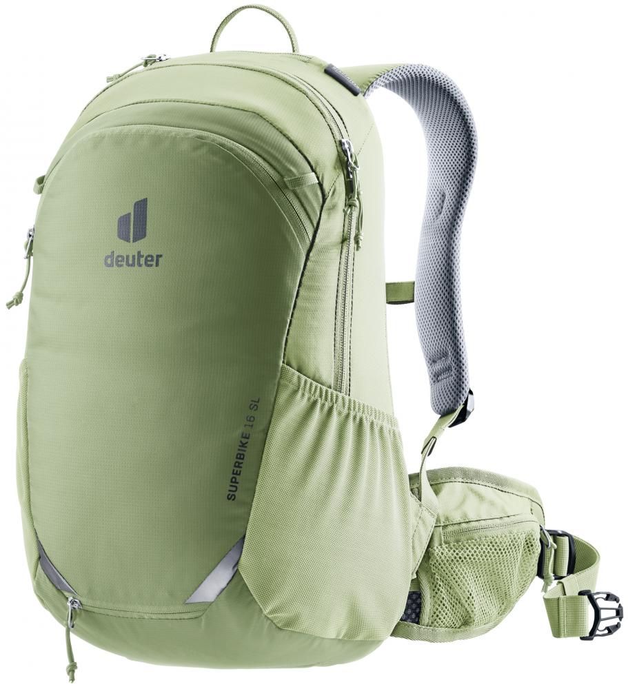 Deuter Superbike 16 SL Fahrradrucksack 16 Liter grove-mineral - Damen-Bike-Rucksack mit Airstripes Rücken, Regenhülle, Windshield & Sitzmatte