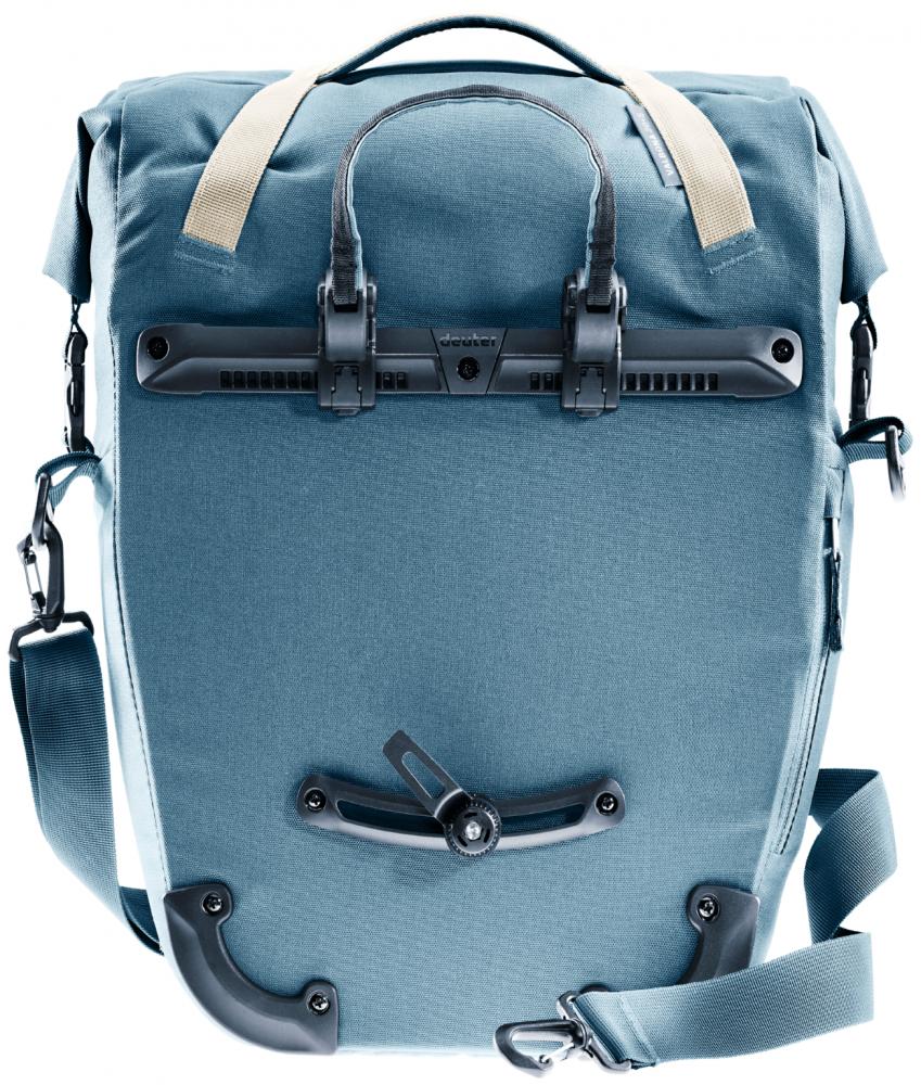 Deuter Valbona 20+5 Gepäckträgertasche 25 Liter atlantic - Roll-Top Gepäckträgertasche mit BagFix Halterung, Regenhülle, seitl. RV-Taschen