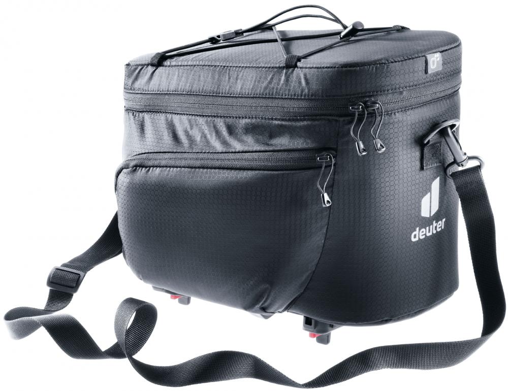 Deuter Rack Bag 10 KF Gepäckträgertasche 10 Liter black - praktische Fahrradtasche mit KlickFix Halterung, Seitentaschen & reflektierenden Elementen