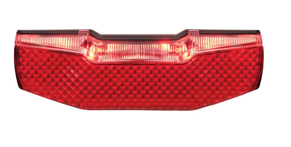 AXA Blueline 80 E-Bike Rücklicht 6-12V - StVZO zugelassen mit Standlicht & LED-Lichtstreifen für Gepäckträgermontage - LED-Gepäckträgerrücklicht