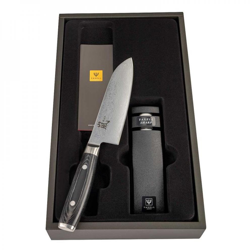 Yaxell RAN 69 Set Santoku/Schleif - Kochmesser Set Küche 69