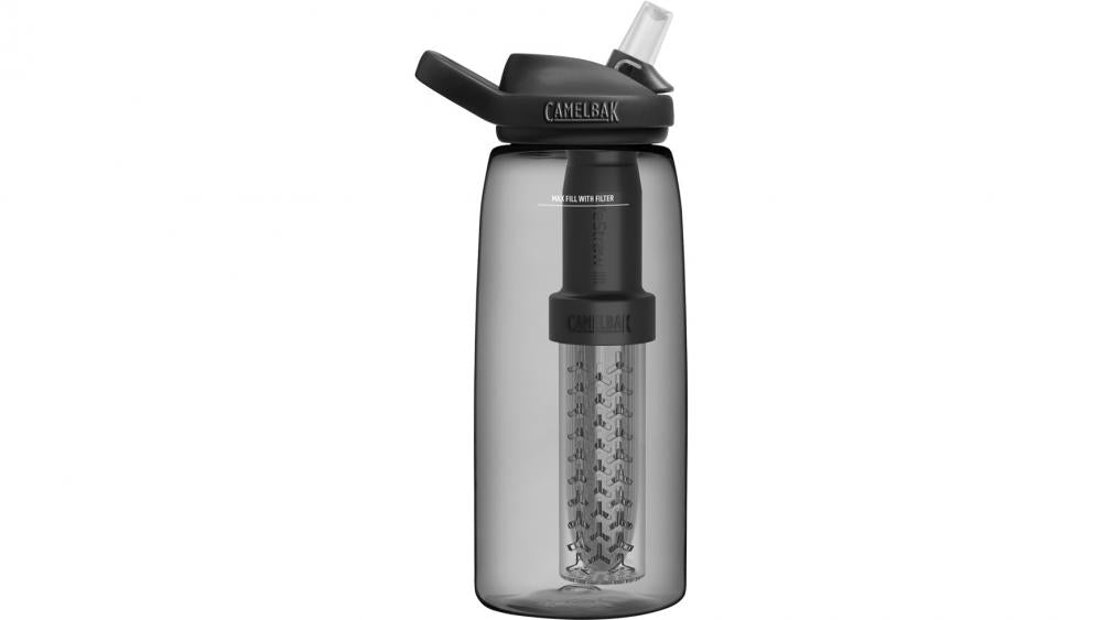 Camelbak Eddy+ Filtered by LifeStraw 1 Liter - Trinkflasche, 2-stufiger LifeStraw-Filter (Hohlfaser & Ionentausch), BPA-frei, spülmaschinenfest, charcoal