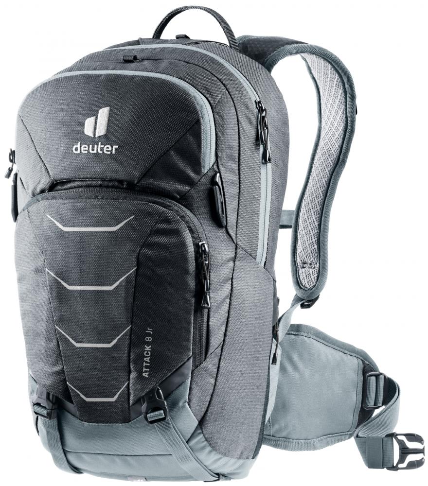 Deuter Attack 8 JR Protektor-Fahrradrucksack 8 Liter graphite-shale - Rückenprotektor, Helmhalter, Regenhülle, Trinksystemvorbereitung