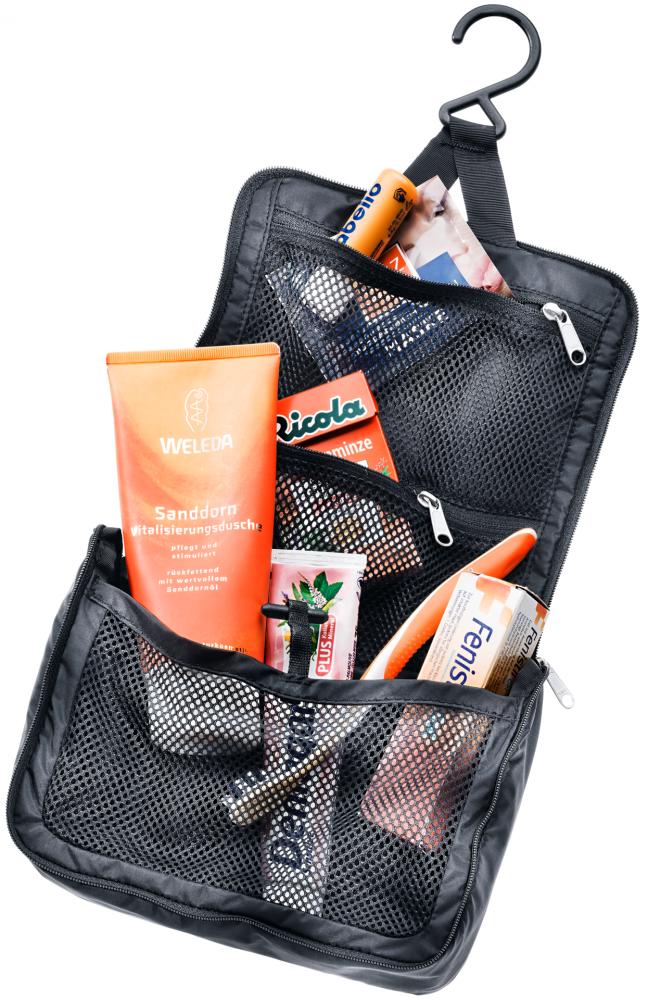 Deuter Wash Center Lite I Kulturbeutel black - leichter Reise-Waschbeutel, ohne PFAS, kompakt, mit Aufhängehaken und Fächern für perfekte Organisation