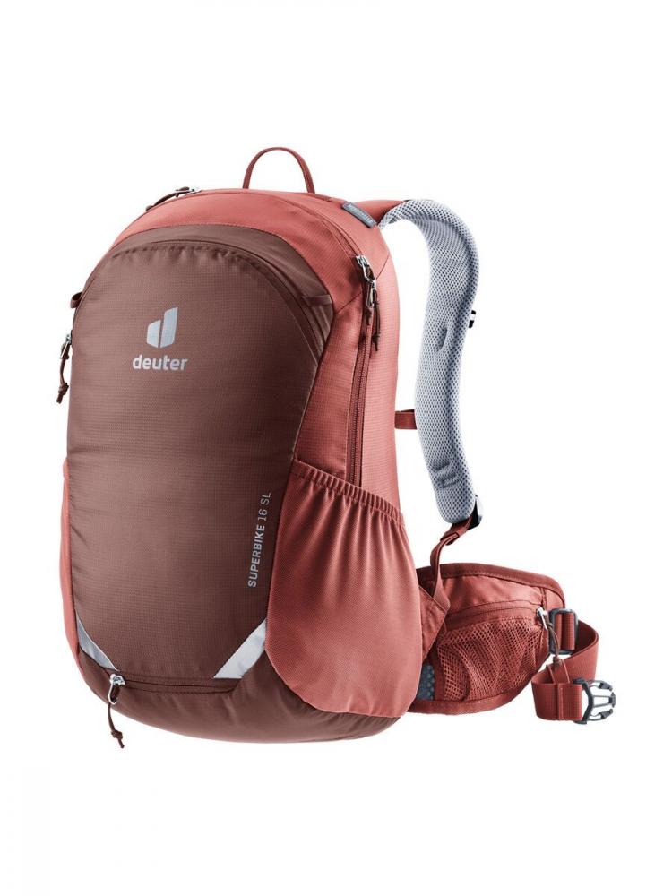 Deuter Superbike 16 SL Fahrradrucksack 16 Liter raisin-caspia - Damen-Bike-Rucksack mit Airstripes Rücken, Regenhülle, Windshield & Sitzmatte