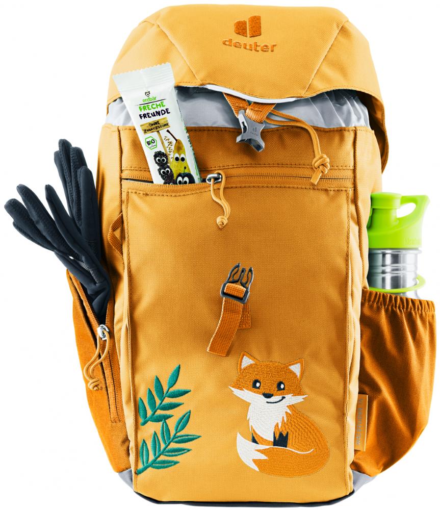Deuter Waldfuchs 14 Kinderrucksack 14 Liter amber-maple - 390 g, Maße 37x22x17 cm, Rückenlänge 24-30 cm, empfohlen für 98-130 cm Körpergröße, Zuladung 1-3 kg