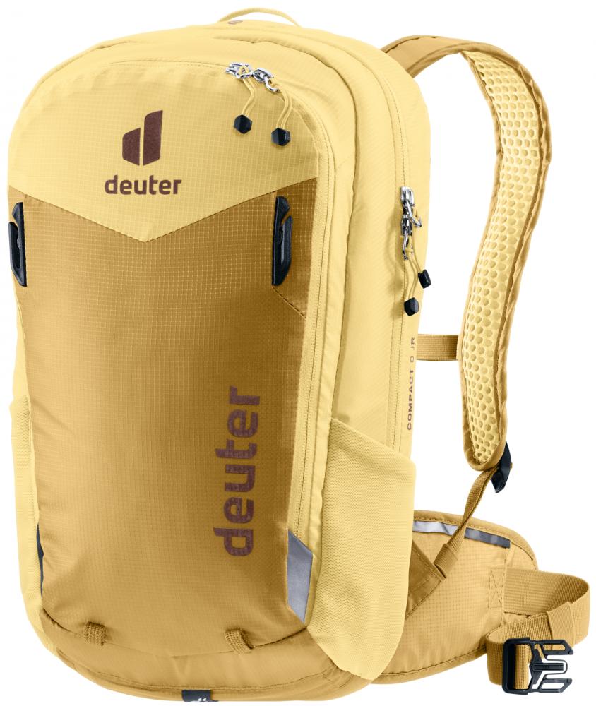 Deuter Compact 8 JR savanna-dune - Kinder-Fahrradrucksack 8 Liter, Airstripes-Rückensystem, ergonomische Schulterträger, verstellbarer Brustgurt, integrierte Regenhülle
