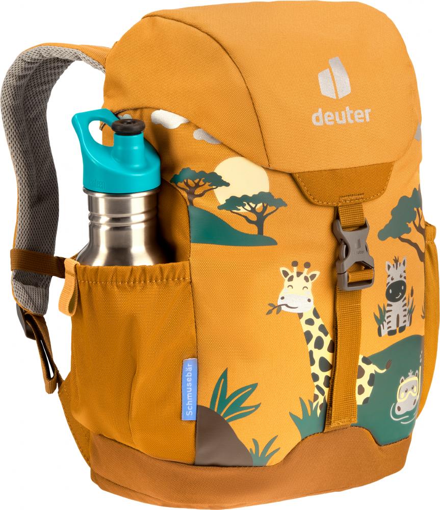 Deuter Schmusebär Kinderrucksack 8 Liter amber-maple - 290 g, Maße 33x21x15 cm, Rückenlänge 24-30 cm, für Kinder mit 98-130 cm Körpergröße