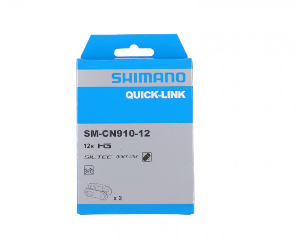 Shimano Kettenschloss SM-CN910 12-fach, 2 Paar, Quick-Link, kompatibel mit Shimano 12-fach HG-Ketten, einfache werkzeuglose Montage, nicht wiederverwendbar, silber