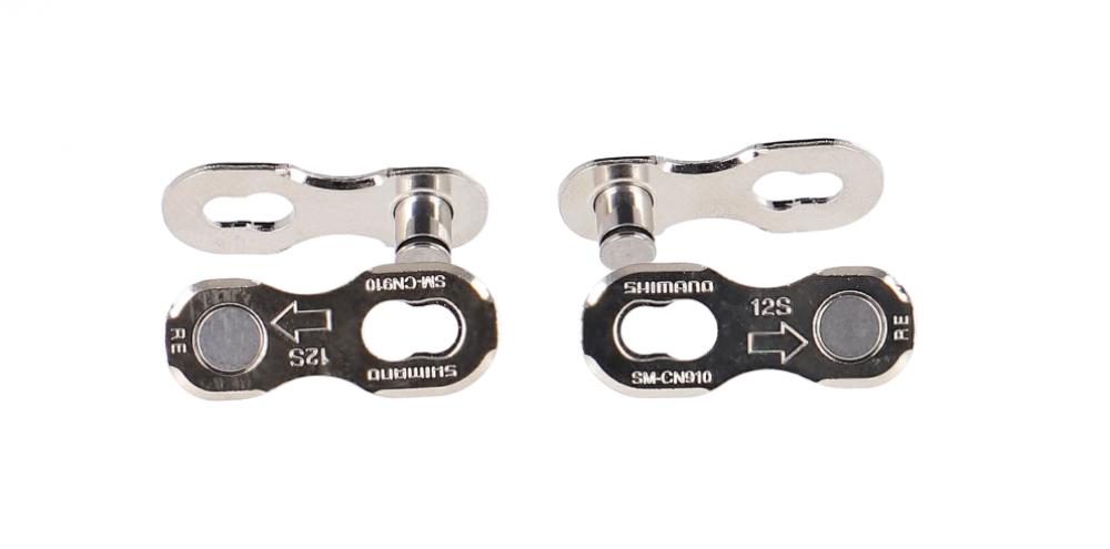 Shimano Kettenschloss SM-CN910 12-fach, 2 Paar, Quick-Link, kompatibel mit Shimano 12-fach HG-Ketten, einfache werkzeuglose Montage, nicht wiederverwendbar, silber