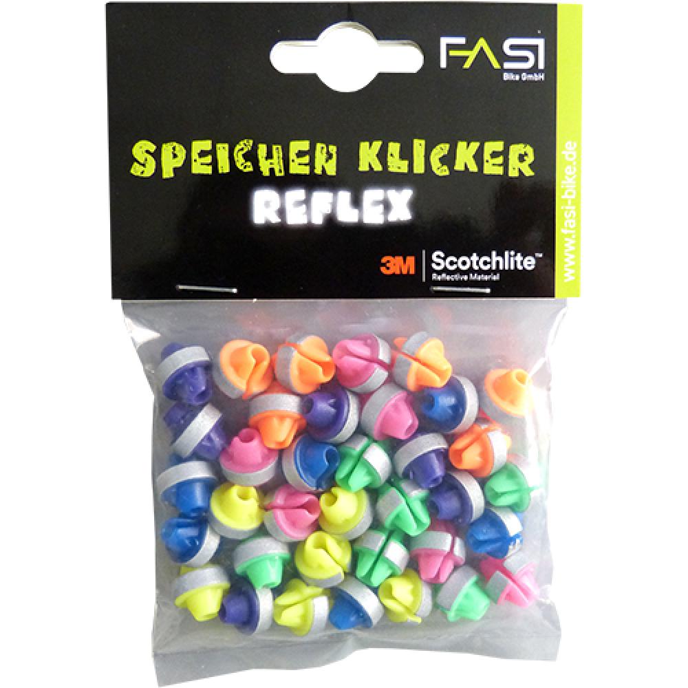Fasi Speichenklicker Reflex, 36 Stück, bunte Speichenreflektoren mit 3M Scotchlite für bessere Sichtbarkeit, passend für 1,82,3 mm Speichen, einfache Montage