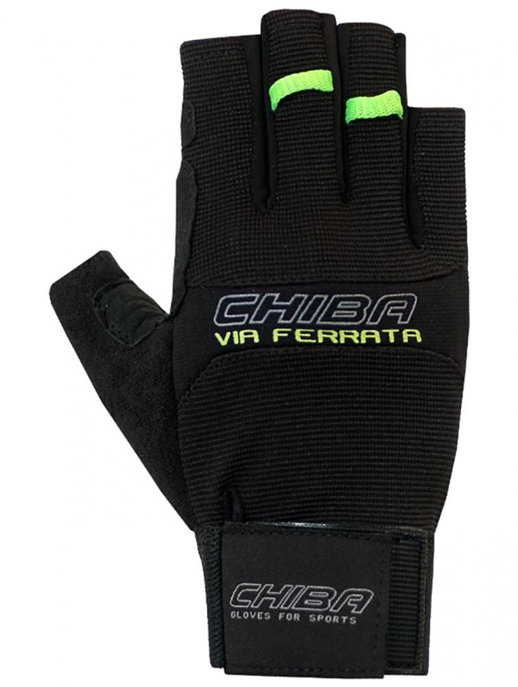 CHIBA Via Ferrata - Klettersteig-Handschuhe XS schwarz, robuster Grip & Schutz