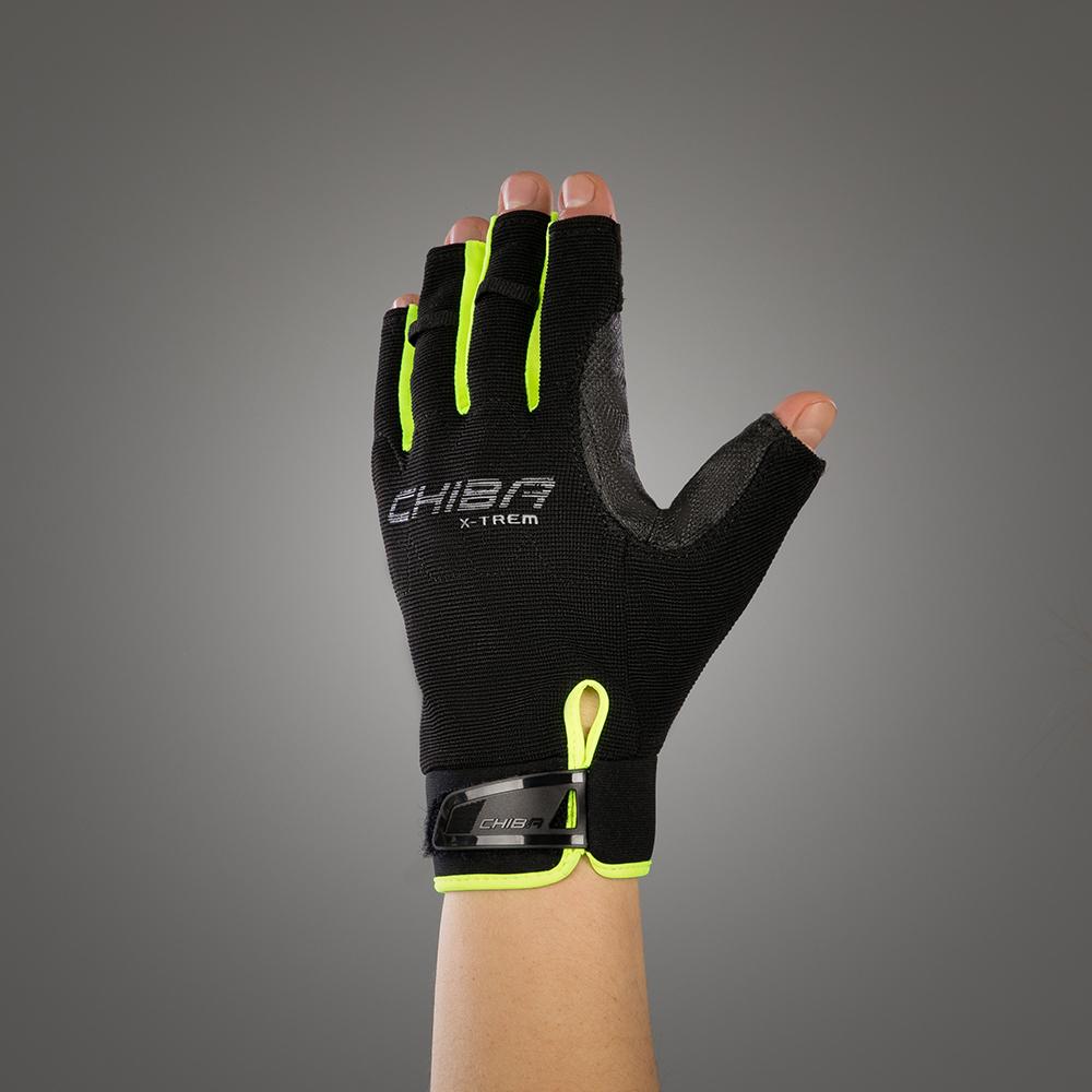 CHIBA Via Ferrata X-trem - Kletterhandschuhe L schwarz/neongelb, robust & griffig
