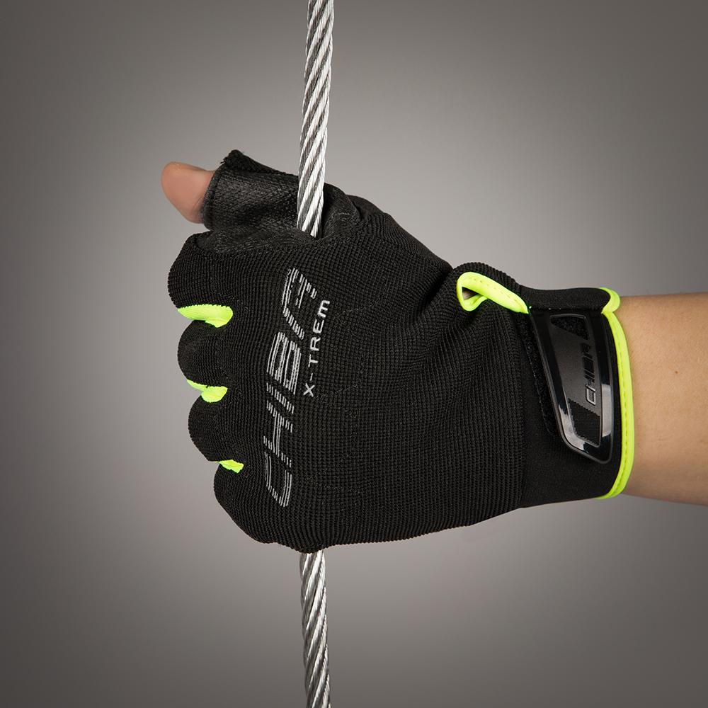 CHIBA Via Ferrata X-trem - Kletterhandschuhe S schwarz/neongelb, Verstärkungen & Knöchelschutz