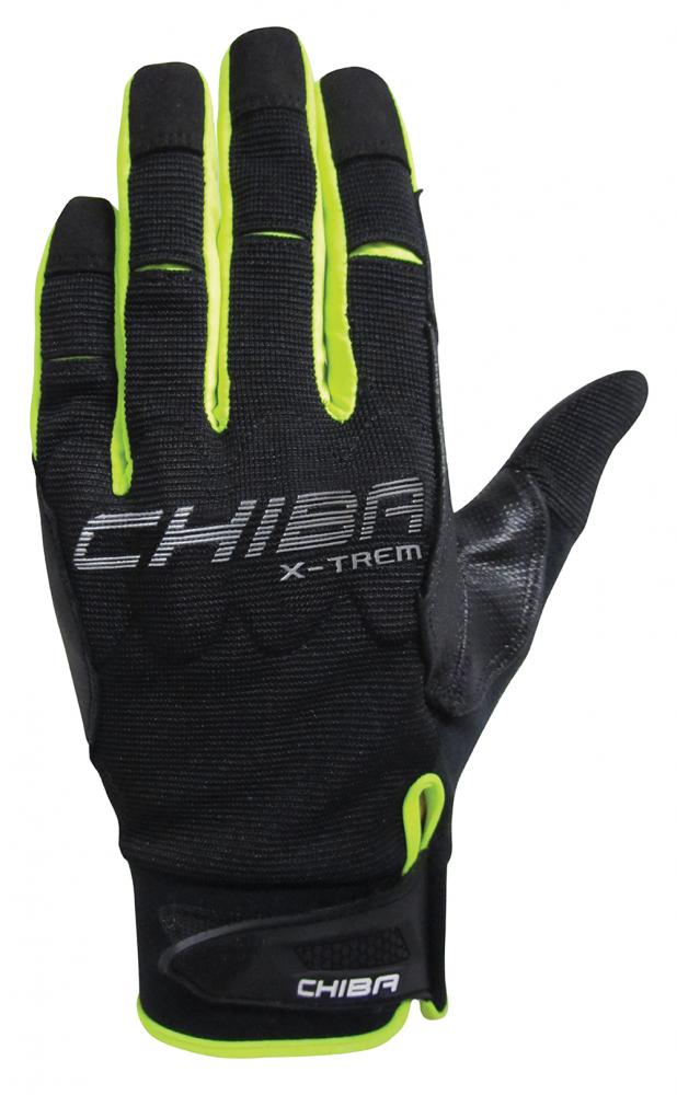 CHIBA Via Ferrata Absolut - Kletterhandschuhe S schwarz/neongelb, Touchfinger, Knöchelschutz, 121 g