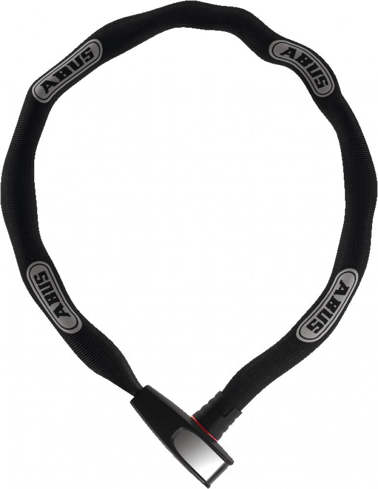 ABUS Kettenschloss Steel-O-Chain 8807K/85 black - 7 mm Vierkantkette, 85 cm Länge, Sicherheitslevel 8, Automatikzylinder, gehärteter Stahl, Textilschlauch