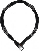 ABUS Kettenschloss Steel-O-Chain 8807K/85 black - 7 mm Vierkantkette, 85 cm Länge, Sicherheitslevel 8, Automatikzylinder, gehärteter Stahl, Textilschlauch