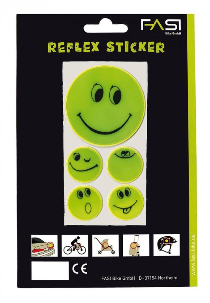 Fasi Reflexaufkleber-Set Smily selbstklebend gelb 1 x Ø 5cm 4 x Ø 2,5cm