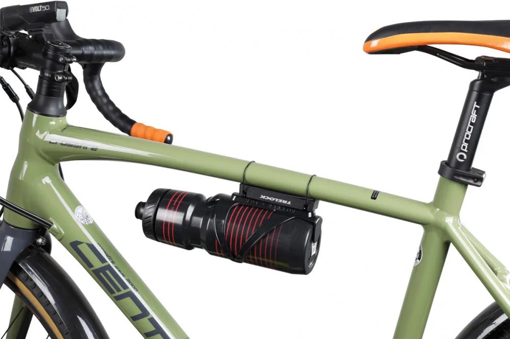 TRELOCK Halterung ADD IT - universelle Fahrradhalterung zur flexiblen Montage von Schlössern, Flaschen und Zubehör am Rahmen, passend für 64mm Flaschenhalterpunkte