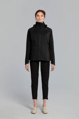Basil Skane Damen Regenjacke schwarz M - wasserdicht & atmungsaktiv (10.000 WP/MVP), T-Fabric mit DWR-Beschichtung, taillierter Schnitt, reflektierend & helmtauglich