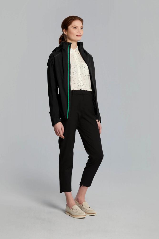 Basil Skane Damen Regenjacke schwarz M - wasserdicht & atmungsaktiv (10.000 WP/MVP), T-Fabric mit DWR-Beschichtung, taillierter Schnitt, reflektierend & helmtauglich