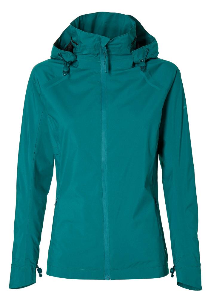 Basil Skane Damen Regenjacke teal green L - wind- & wasserdicht (10.000 WP/MVP), atmungsaktiv, taillierter Schnitt, DWR-Beschichtung, reflektierend & helmtaugliche Kapuze