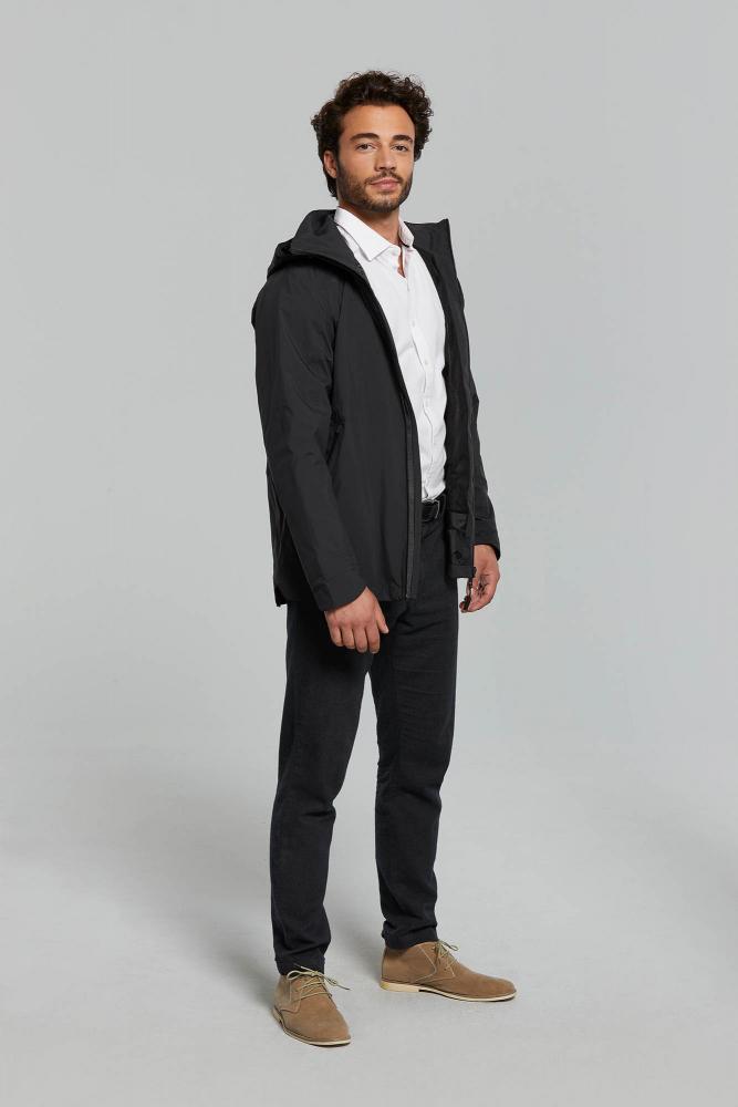 Basil Skane Herren Regenjacke schwarz XL - wasserdicht & atmungsaktiv (10.000 WP/MVP), T-Fabric mit DWR-Beschichtung, ergonomischer Schnitt, reflektierend & helmtauglich