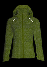 Basil Skane HiVis Damen Regenjacke neongelb XS - 360° reflektierend, wasserdicht & atmungsaktiv (10.000 WP/MVP), Bionic Finish® Eco, taillierter Schnitt & helmtaugliche Kapuze