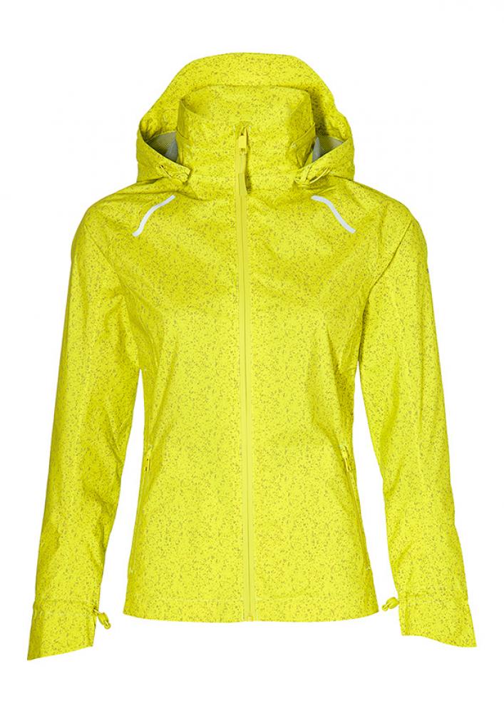 Basil Skane HiVis Damen Regenjacke neongelb L - 360° reflektierend, wasserdicht & atmungsaktiv (10.000 WP/MVP), Bionic Finish® Eco, taillierter Schnitt & helmtaugliche Kapuze
