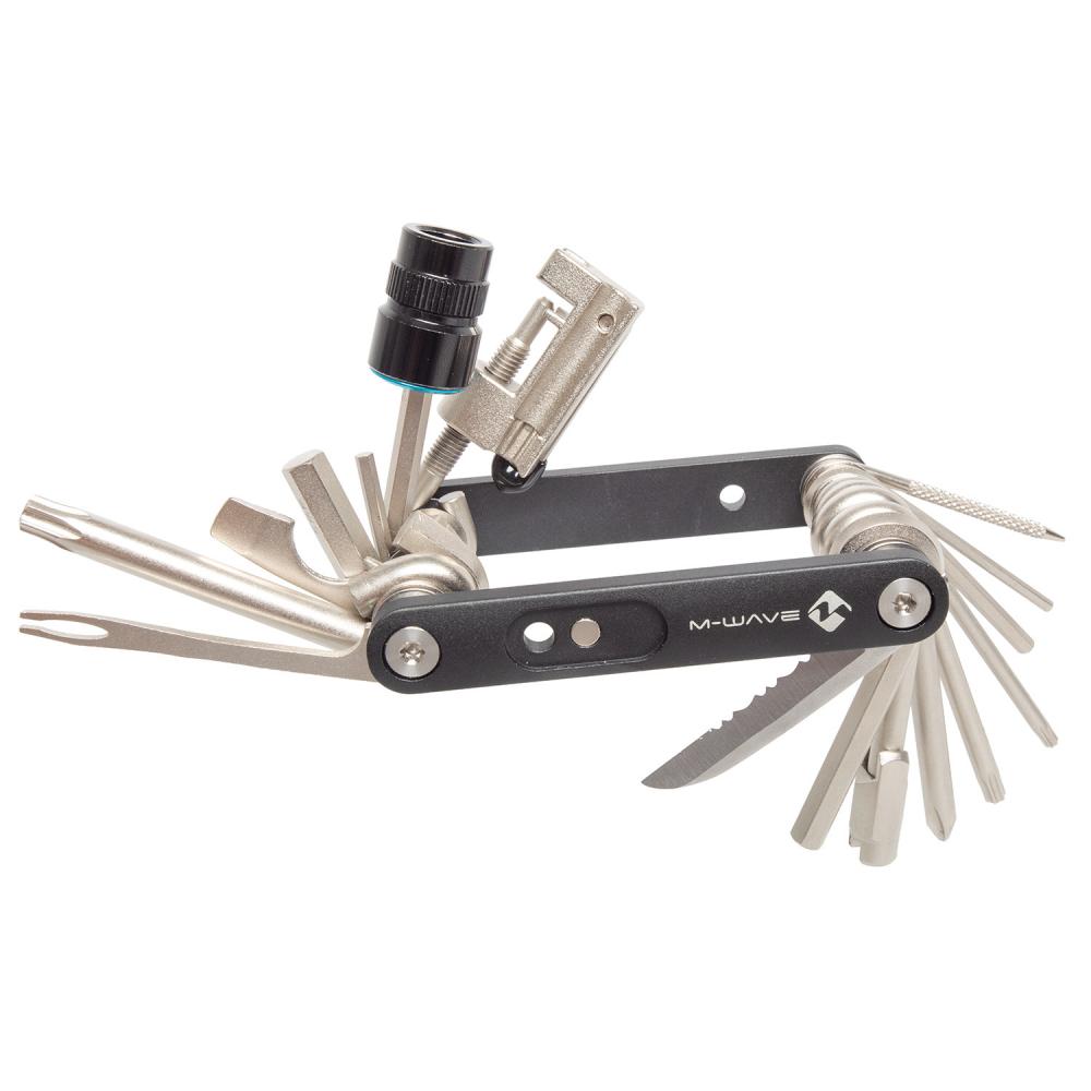 M-WAVE Pocket F21 Multitool - vielseitiges Fahrrad-Multitool mit 21 Funktionen, kompakt & robust