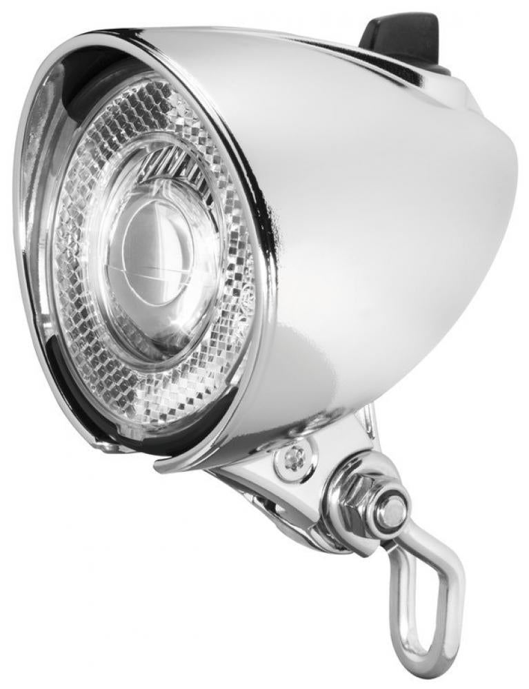 Busch + Müller Lumotec Classic N LED-Scheinwerfer, 25 Lux, verchromt, Dynamo-betrieben, integrierter Front-Rückstrahler, Nahfeldausleuchtung, StVZO-zugelassen