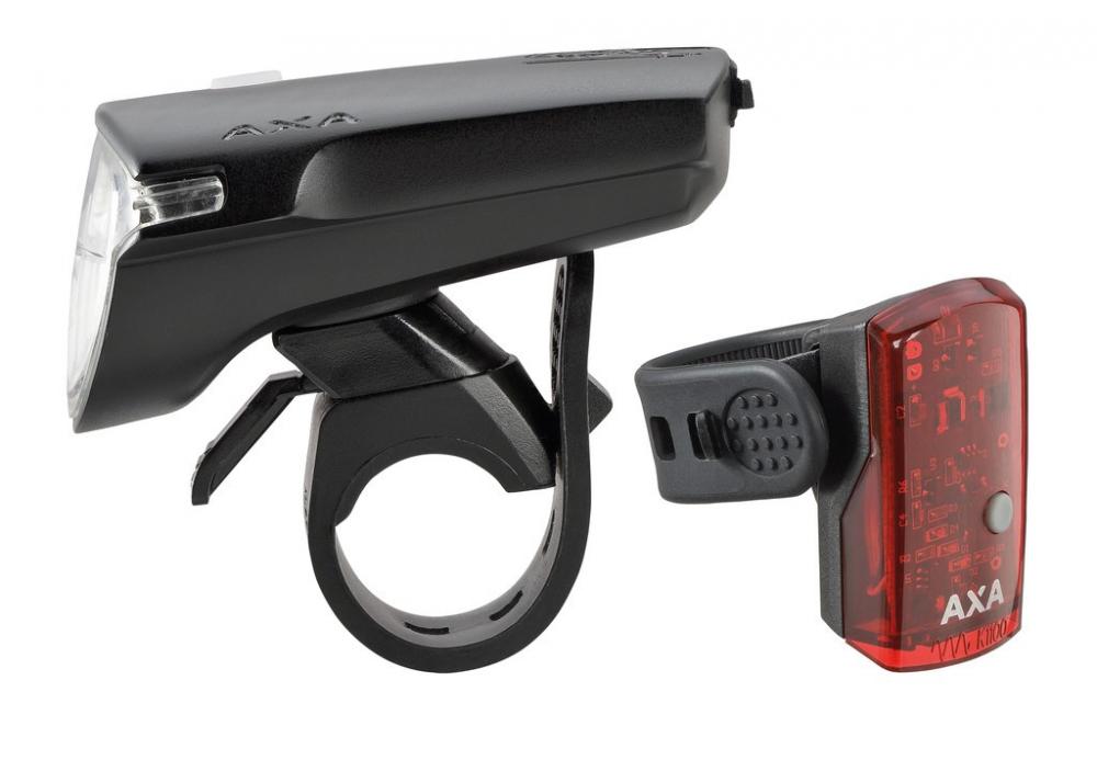 Axa LED-Akkuscheinwerfer GreenLine 35 Set inkl. Rücklicht 1 LED und USB Kabel StVZO