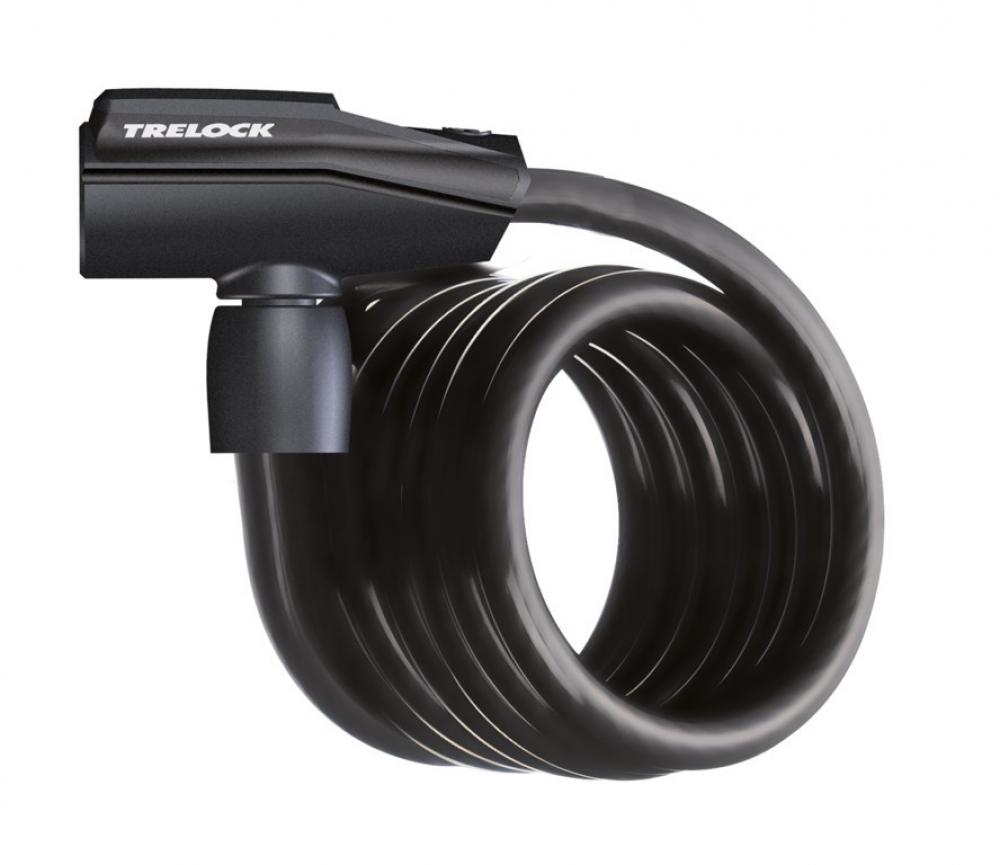 Trelock Spiralkabelschloss 180 cm D 13 mm SK 360/180/13 schwarz mit Halter ZK 432