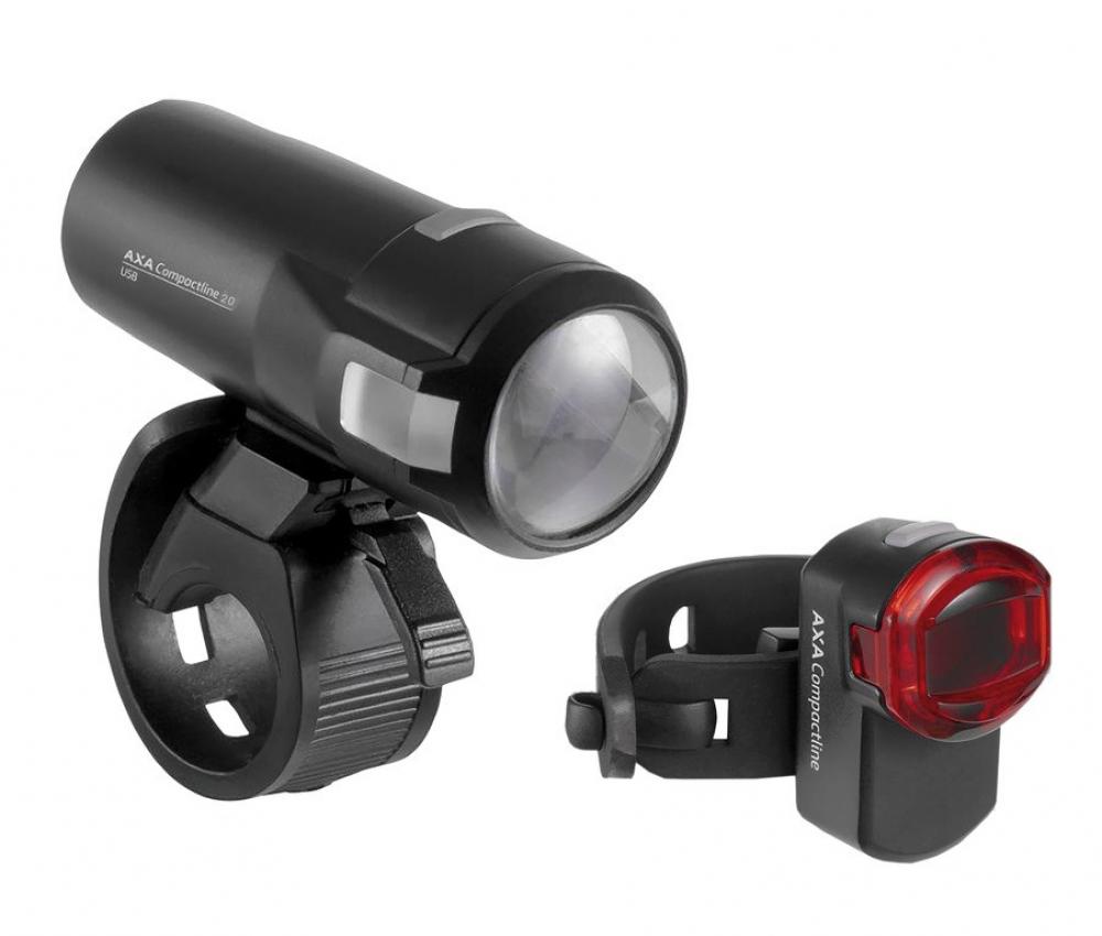 Axa LED-Akkuscheinwerfer Compactline 20 Set USB inkl Rücklicht Copactline StVZO