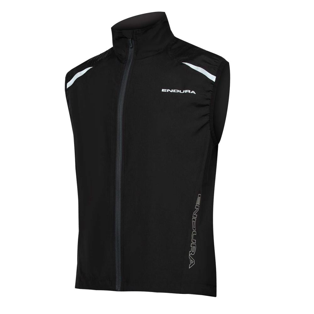 Endura Hummvee Weste XL, Schwarz - winddichte Weste mit Netzrücken, PFC-freier DWR-Imprägnierung, verstellbarem Saum & Reflektoren